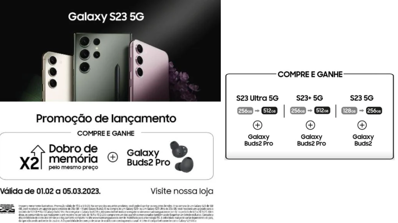 Promoção lançamento Samsung Galaxy S23