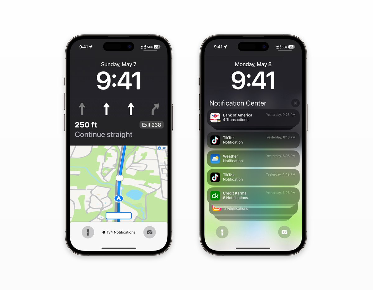 iOS 17 terá interface renovada do Apple Maps na tela de bloqueio