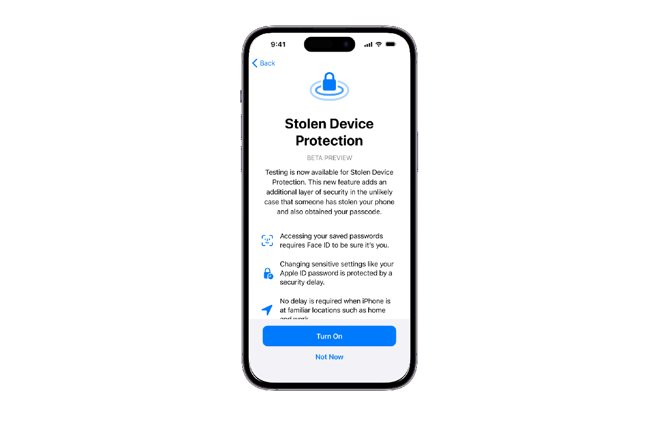 iOS 17.3 trará proteção contra roubo.